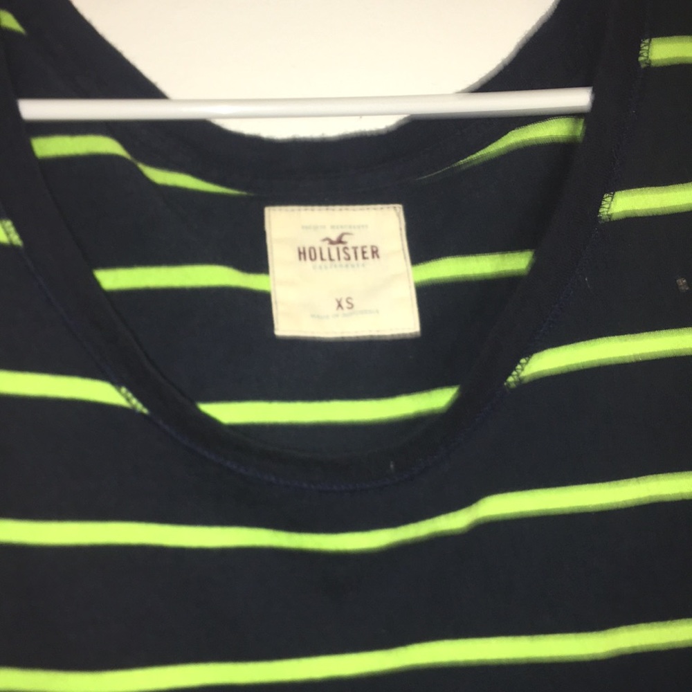 Hollister black and green striped shirt